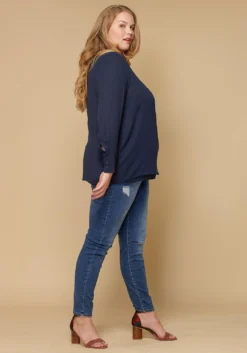 Pleione Wrap Front Long Sleeve Plus Size Women Clothing Blouse -Asoph Fashion Shop 2000621 117 3