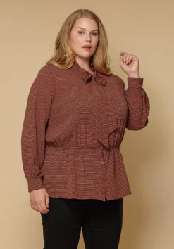 Pleione Plus Size Women Clothing Tie Neck Button Down Peplum Blouse 7 Pleione Plus Size Women Clothing Tie Neck Button Down Peplum Blouse -Asoph Fashion Shop 2000622 230 3