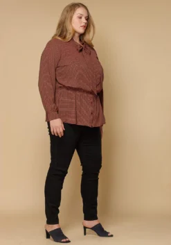 Pleione Plus Size Women Clothing Tie Neck Button Down Peplum Blouse 8 Pleione Plus Size Women Clothing Tie Neck Button Down Peplum Blouse -Asoph Fashion Shop 2000622 230 4