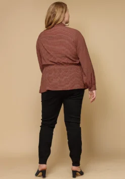 Pleione Plus Size Women Clothing Tie Neck Button Down Peplum Blouse 9 Pleione Plus Size Women Clothing Tie Neck Button Down Peplum Blouse -Asoph Fashion Shop 2000622 230 5