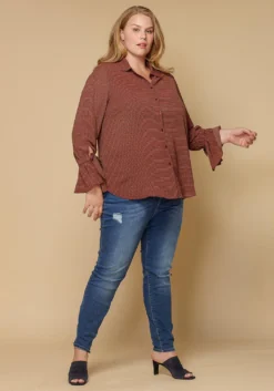 Pleione Self-tie Bell Cuff Plus Size Women Clothing Button Down Shirt Blouse 6 Pleione Self-tie Bell Cuff Plus Size Women Clothing Button Down Shirt Blouse -Asoph Fashion Shop 2000623 230 3