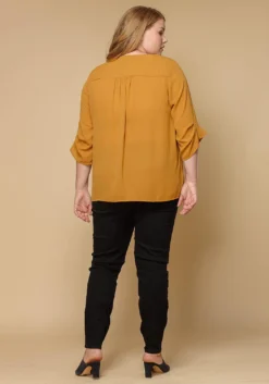 Pleione Plus Size Women Clothing 3/4 Sleeve Multi Layered Cuff Blouse -Asoph Fashion Shop 2000624 159 3