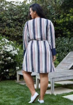 Nurode Plus Size Printed Wrap Dress With Cuff Binding -Asoph Fashion Shop 2003563 201 3