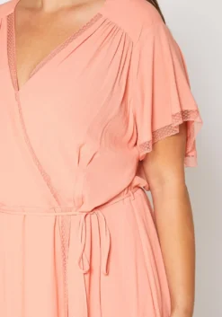Nurode Plus Size Womens Elegant Peach Wrap Dress -Asoph Fashion Shop 2003567 144 4