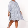 Nurode Plus Size Lace Trim Wrapped Shirt Dress