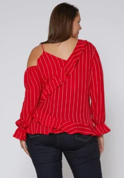 Nurode Plus Size Asymmetrical Shoulder Ruffle Blouse -Asoph Fashion Shop 2003575 110 3