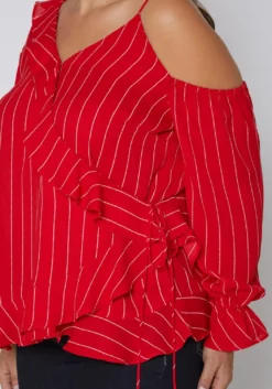 Nurode Plus Size Asymmetrical Shoulder Ruffle Blouse -Asoph Fashion Shop 2003575 110 4