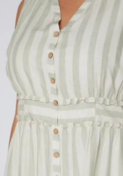 Nurode Plus Size Sleeveless Button Down Stripe Dress -Asoph Fashion Shop 2003579 151 5