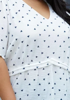 Nurode Plus Size Triangle Print Puff Sleeve V-Neck Blouse -Asoph Fashion Shop 2003587 317 4