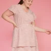 Pleione Plus Size Puff Shoulder Ruffle Checkered Dress