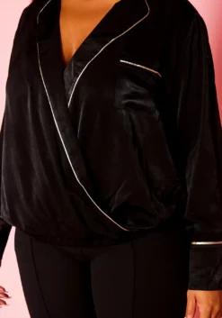 Pleione Plus Size V-neck Surplice Front Blouse -Asoph Fashion Shop 2004345 001 10