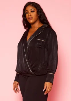 Pleione Plus Size V-neck Surplice Front Blouse -Asoph Fashion Shop 2004345 001 8