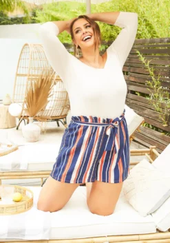 Asoph Plus Size Off Shoulder Stripe Romper