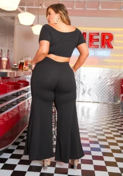 Asoph Plus Size Crop Top & Wide Pants Set -Asoph Fashion Shop 2004813 001 3