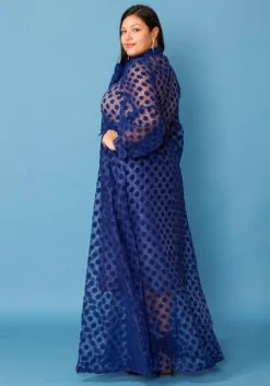 Plus Size Sheer Polkadot Bow Front Maxi Dress -Asoph Fashion Shop 2004819 188 3
