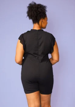 Plus Size Ruffle Front Tie Neck Romper -Asoph Fashion Shop 2005087 001 3