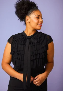 Plus Size Ruffle Front Tie Neck Romper -Asoph Fashion Shop 2005087 001 4