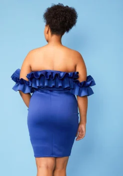 Plus Size Gathered Shoulder Mini Dress -Asoph Fashion Shop 2005120 188 3