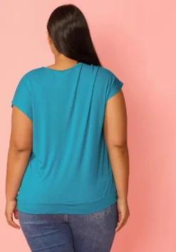 Pleione Plus Size V-Neck Twist Hem Tee -Asoph Fashion Shop 2005267 158 3