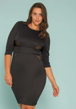 Asoph Plus Size Mesh Inset Bodycon Dress
