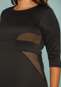 Asoph Plus Size Mesh Inset Bodycon Dress -Asoph Fashion Shop 2005377 001 4