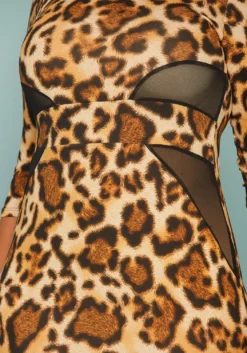 Asoph Plus Size Leopard Print Mesh Inset Bodycon Dress -Asoph Fashion Shop 2005378 106 4
