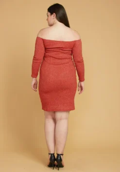 Plus Size Lurex Off Shoulder Bodycon Dress -Asoph Fashion Shop 2005444 120 2