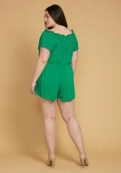 Asoph Plus Size Elastic Waist Off Shoulder Romper -Asoph Fashion Shop 2005455 103 3