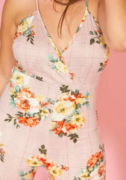 Asoph Plus Size Floral Plaid Cropped Cami Jumpsuit -Asoph Fashion Shop 2005456 186 4