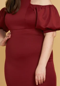Plus Size Shoulder Cutout Puff Sleeve Dress -Asoph Fashion Shop 2005461 111 4