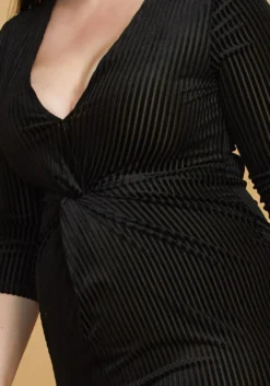 Asoph Plus Size Ribbed Velvet Twist Front Dress -Asoph Fashion Shop 2005468 001 2