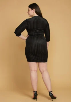 Asoph Plus Size Ribbed Velvet Twist Front Dress -Asoph Fashion Shop 2005468 001 4