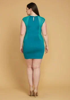 Plus Size Mesh Accented Mini Bodycon Dress -Asoph Fashion Shop 2005498 112 2