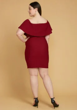 Asoph Plus Size Ribbed Off Shoulder Mini Party Dress -Asoph Fashion Shop 2005501 111 4