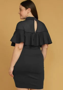 Asoph Plus Size Mesh Mock Neck Ruffle Mini Dress -Asoph Fashion Shop 2005521 001 2