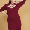 Plus Size Choker Neck Strappy Bodycon Dress