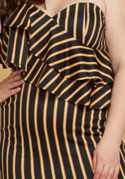 Asoph Plus Size One Shoulder Stripe Party Dress -Asoph Fashion Shop 2005523 001 4