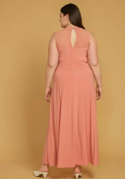 Plus Size Sleeveless Mesh Accent Romper With Cape Hem -Asoph Fashion Shop 2005537 186 2