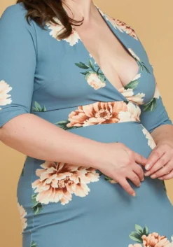 Asoph Plus Size Deep V-Neck Floral Bodycon Dress -Asoph Fashion Shop 2005539 003 2