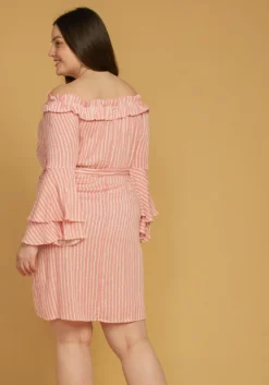 Asoph Plus Size Off Shoulder Stripe Mini Dress -Asoph Fashion Shop 2005546 186 2