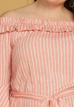 Asoph Plus Size Off Shoulder Stripe Mini Dress -Asoph Fashion Shop 2005546 186 3