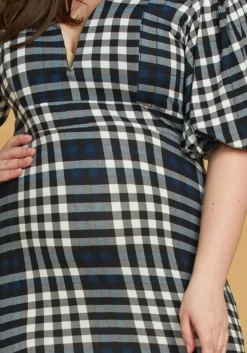 Asoph Plus Size Plaid Split Off Shoulder Dress -Asoph Fashion Shop 2005569 117 4