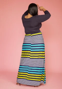 Plus Size Multi Stripe Contrast Wrap Dress -Asoph Fashion Shop 2005596 105 2