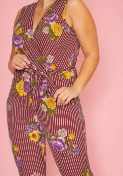 Asoph Plus Size Floral Stripe Sleeveless Cropped Jumpsuit -Asoph Fashion Shop 2005621 111 4