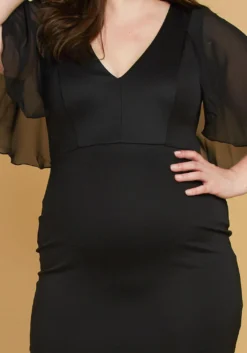 Plus Size Chiffon Cape Shoulder Dress -Asoph Fashion Shop 2005624 001 4