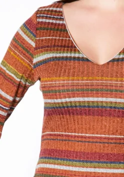 Asoph Plus Size Stripe Ribbed Midi Dress -Asoph Fashion Shop 2006484 120 1