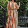 Pleione Plus Size Elastic Waist Printed Maxi Skirt