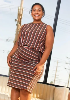 Pleione Plus Size Gathered Multi Print Multi Skirt