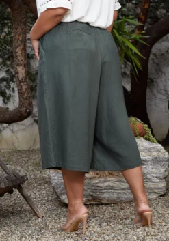 Pleione Plus Size Pleated Wide Leg Capris -Asoph Fashion Shop 2006680 125 4