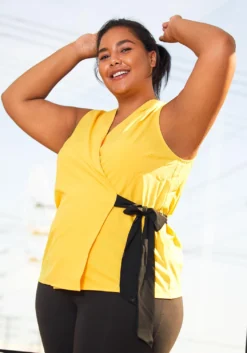 Pleione Plus Size Womens Crepe Wrap Blouse